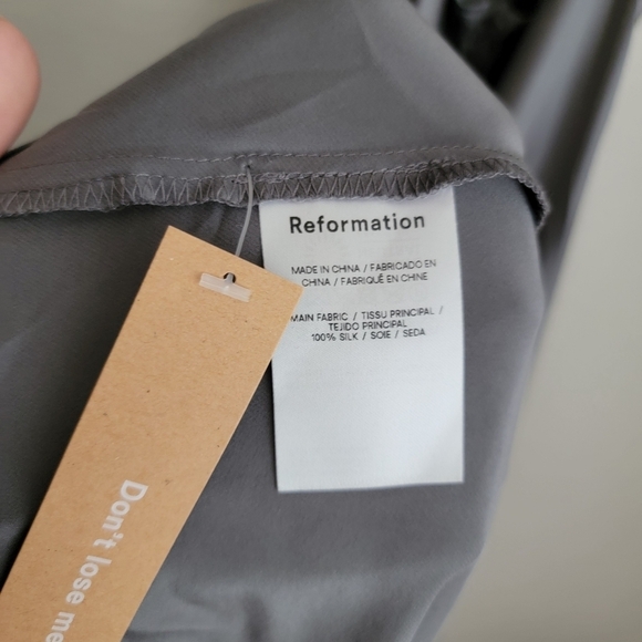 Reformation Casette Silk Dress in Shale size 6 NWT - Picture 9 of 11
